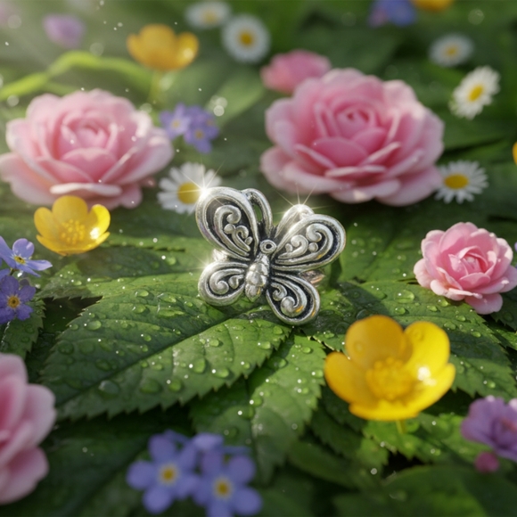 Electroform Sterling Silver Butterfly Ring - Picture 16 of 16